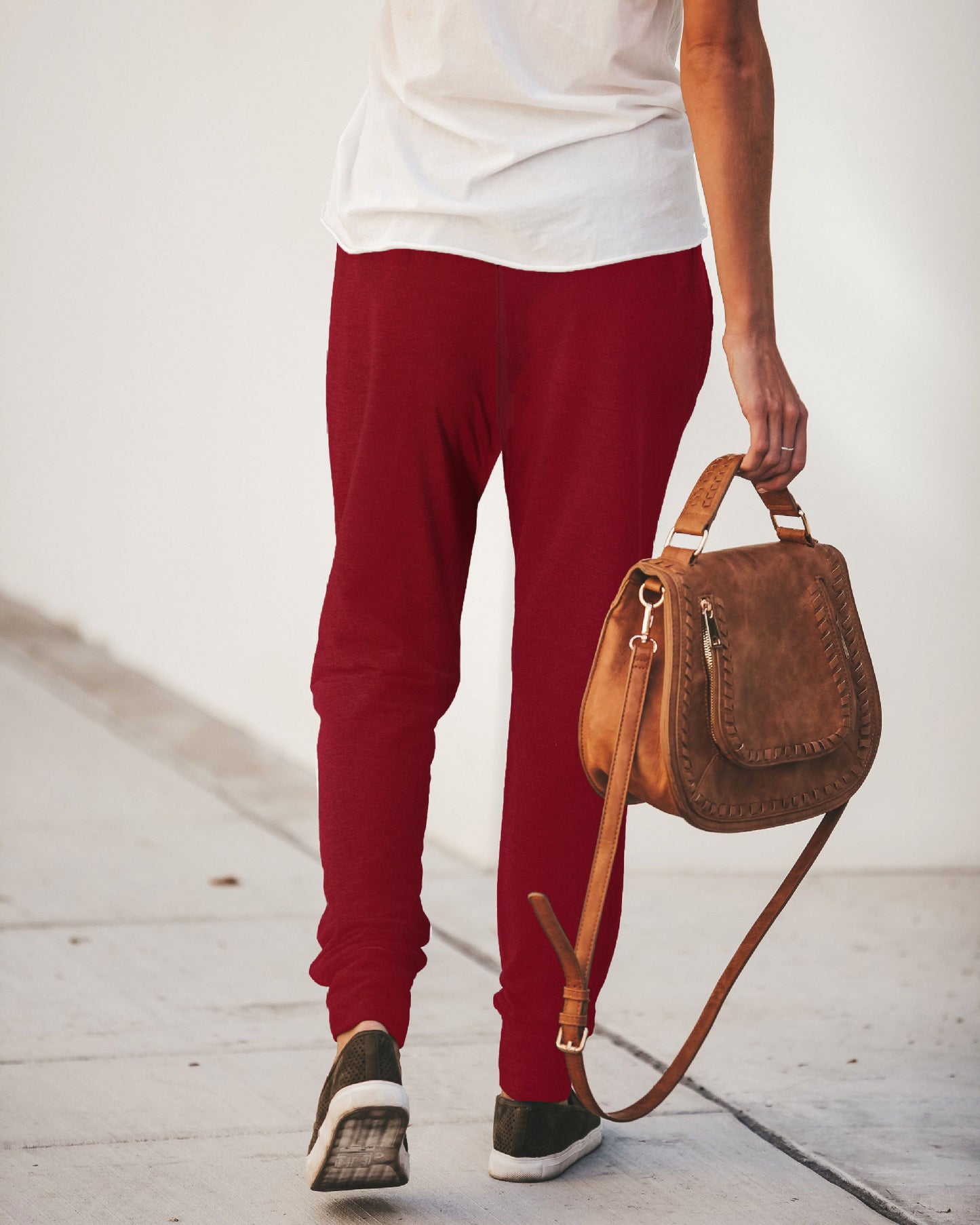 Drawstring casual pencil pants