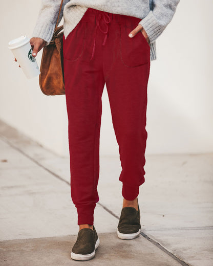 Drawstring casual pencil pants