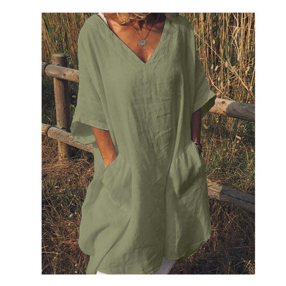 Oversized V-neck midi dress