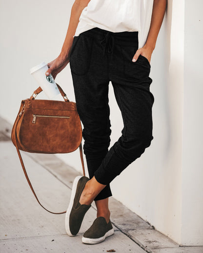 Drawstring casual pencil pants
