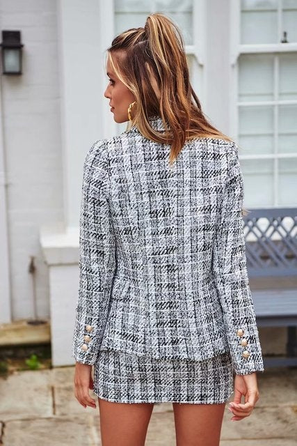 Women's woolen coat short skirt two piece set