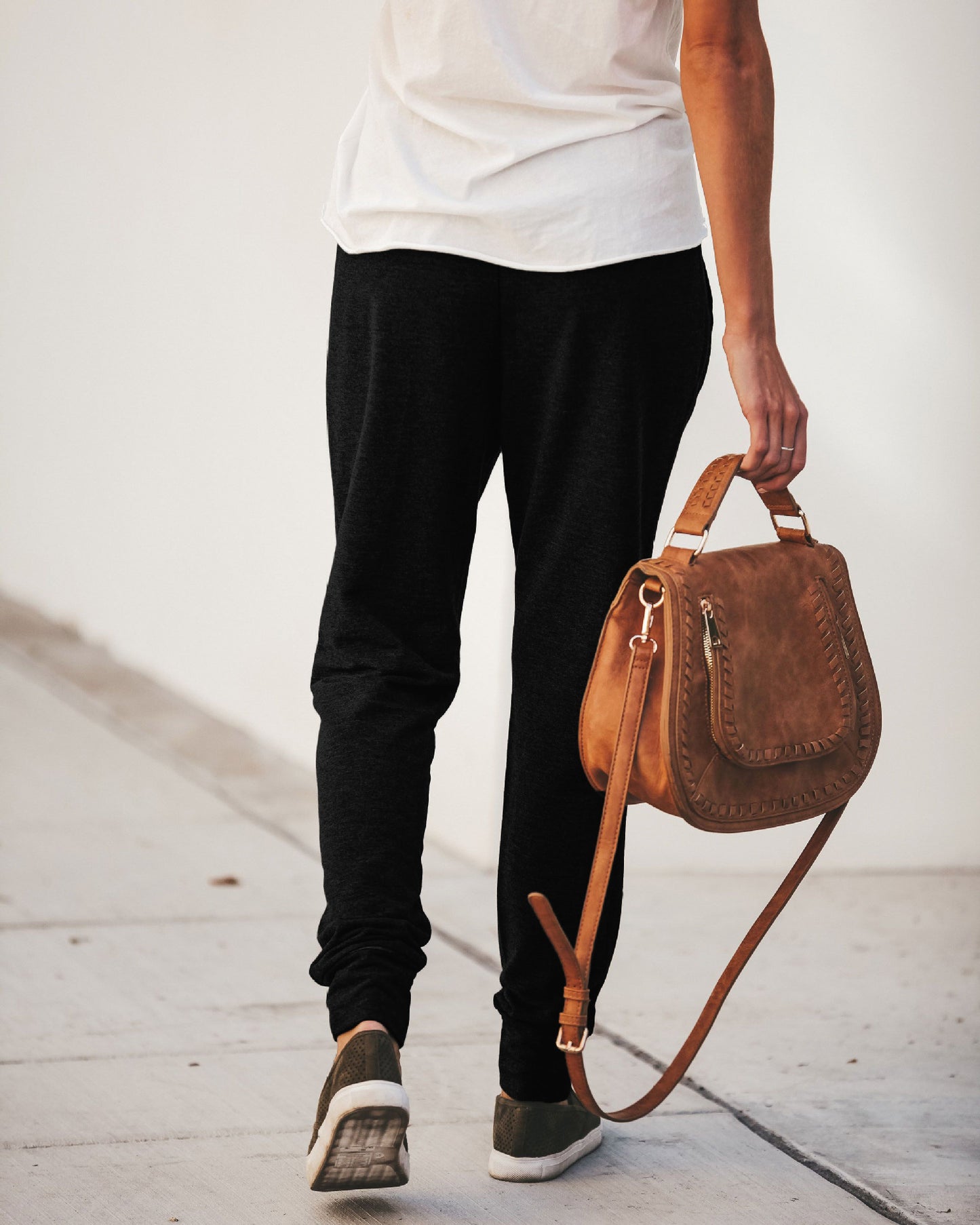 Drawstring casual pencil pants