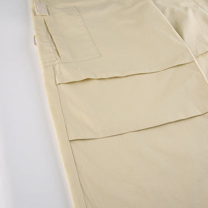 Sleek Casual Asymmetrical Pocket Drawstring Closure Woven Pants