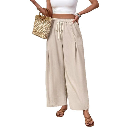 Drawstring Pocket Wide Leg Women's Casual Pants Women's Pants