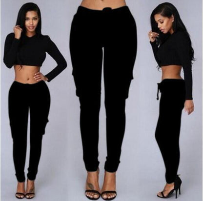 Women's Multi-Pocket Drawstring Casual Pants